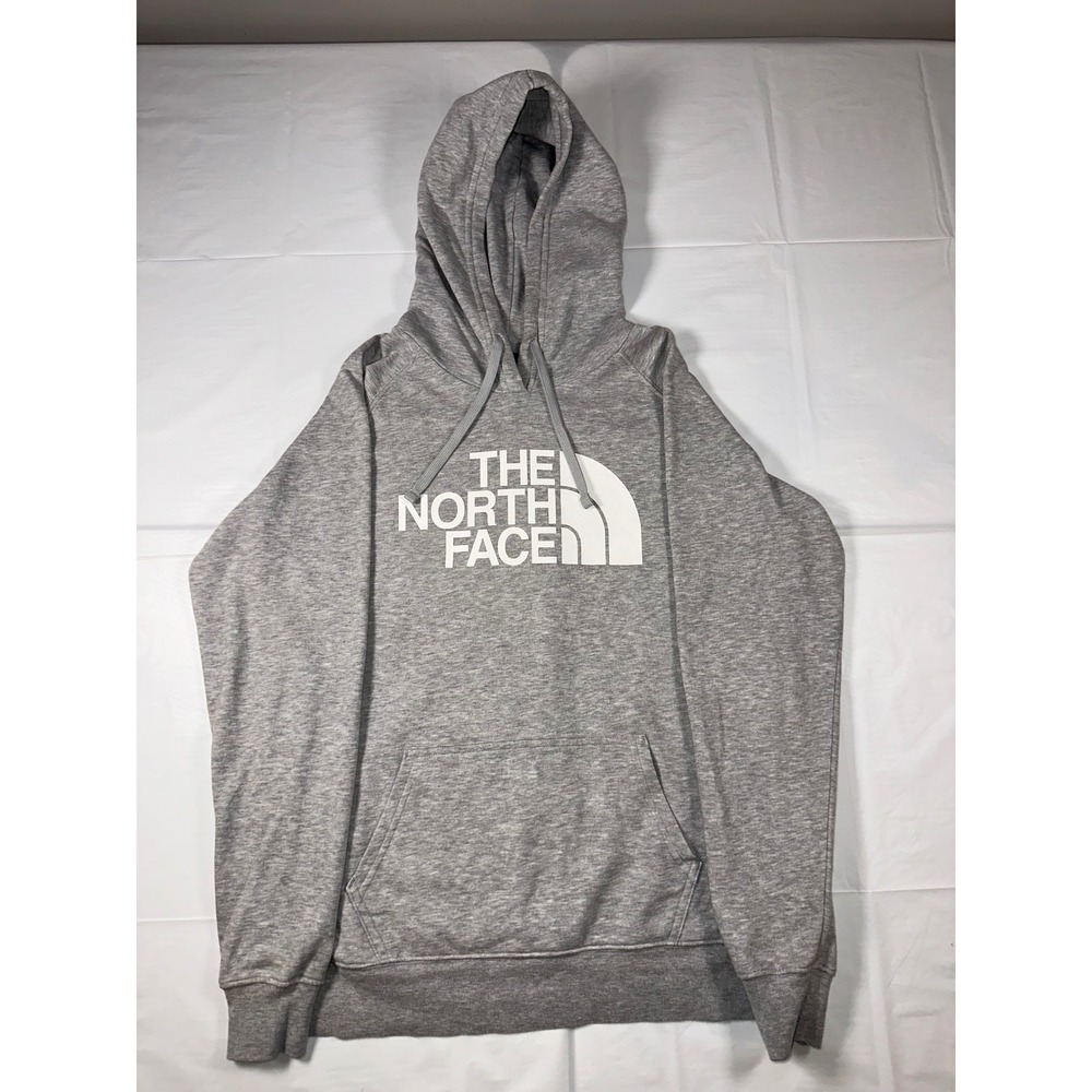 The North Face Womens Hoodie Grey Heather Logo Pullover Sweatshirt Large L